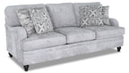 Made in Canada Bellmont 89" Chenille Fabric Sofa with Reversible Cushions and Wood Legs - Platinum Grey | Sofa Bellmont de 89 po fabriqué au Canada en tissu de chenille avec coussins réversibles et pattes en bois - gris platine