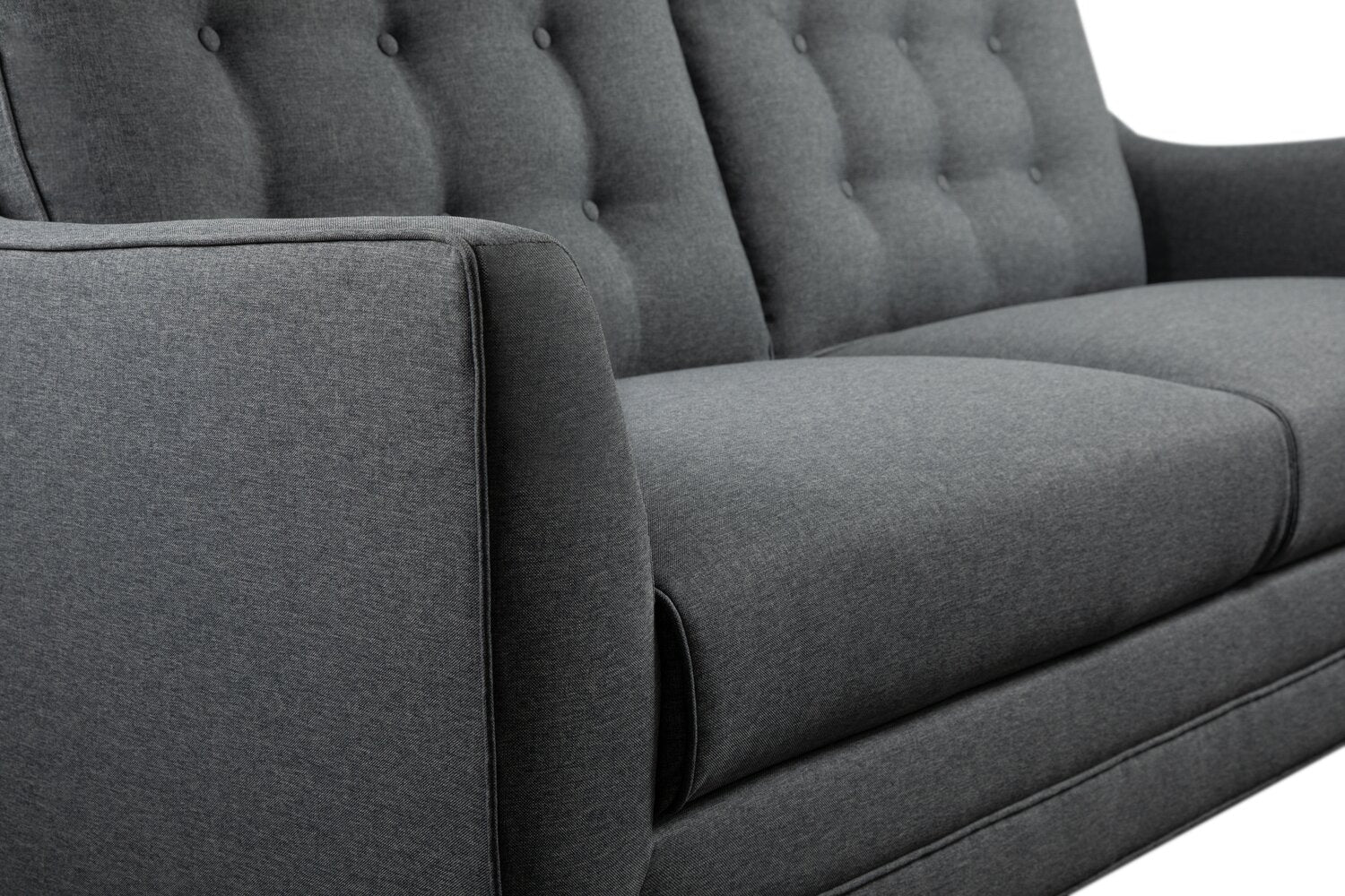 Novalee 75.5" Linen-Look Sofa with Flared Arms and Button Tufting - Grey | Sofa Novalee de 75,5 po en tissu d’apparence lin avec accoudoirs évasés et capitonnage à boutons - gris