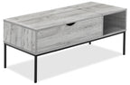 Bence 42" Modern Lift Top Coffee Table with Storage - Taupe with Black Metal Legs|Table à café moderne Bence de 42 po avec dessus relevable et rangement - taupe avec pattes en métal noir
