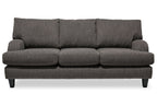 Made in Canada Nofia 80" Chenille Fabric Sofa with Two Accent Pillows and Wood Legs - Charcoal Grey | Sofa Nofia de 80 po fabriqué au Canada en tissu de chenille avec 2 coussins décoratifs et pattes en bois - gris anthracite
