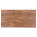 Malta Dining Table, Acacia Wood, Gold Accent, Trestle Base 79"W - Natural Brown | Table de salle à manger Malta de 79 po (L) en acacia avec touches dorées et base à tréteaux - brun naturel