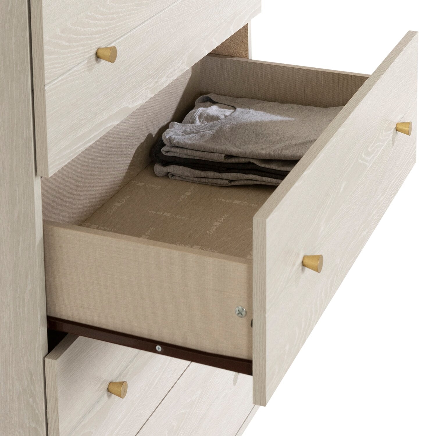 Lake Bedroom Chest of Drawers, 5-Drawer, 29"W x 52"H, Made in Canada, Glam - White | Commode verticale somptueuse Lake de 29 po (L) x 52 po (H) à 5 tiroirs pour la chambre à coucher, fabriquée au Canada - blanche