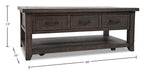 Morgan 48" Rustic Coffee Table With Storage, Shelf and Casters - Dark Brown with Reclaimed Wood|Table à café rustique Morgan de 48 po avec rangement, tablette et roulettes - brun foncé avec bois recyclé