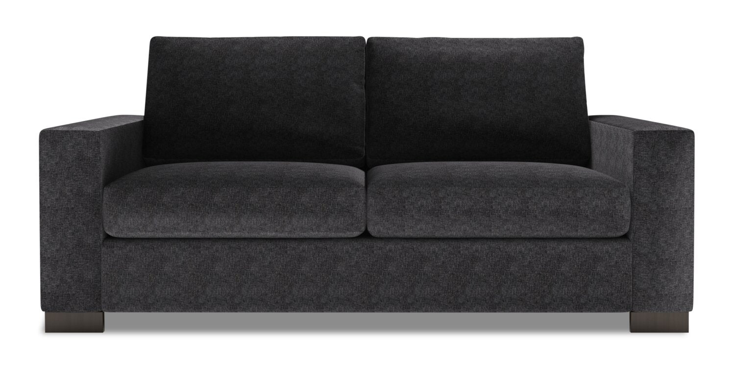 Made in Canada Customizable Sofa Lab Track 75" Chenille Fabric Condo Size Sofa with Track Arms - Luxury Charcoal Grey | Sofa Track de Sofa Lab de 75 po de format condo fabriqué au Canada en tissu de chenille - gris Luxury Charcoal | TR092993