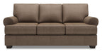 Made in Canada Customizable Sofa Lab Roll 86" Linen-Look Fabric Sofa with Rolled Arms - Luna Praline Brown | Sofa Roll de Sofa Lab de 86 po fabriqué au Canada en tissu d’apparence lin avec accoudoirs enroulés - brun Luna Praline | RO102591