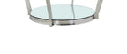 Yonge 36" Modern Round Glass Top Coffee Table with Shelf - Chrome Finish with Stainless Steel | Table à café ronde moderne Yonge de 36 po avec dessus en verre et tablette - fini chromé avec acier inoxydable