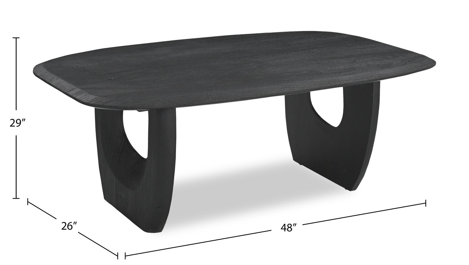 Abbot 48” Modern Solid Wood Coffee Table - Black | Table à café moderne Abbot de 48 po en bois massif - noire