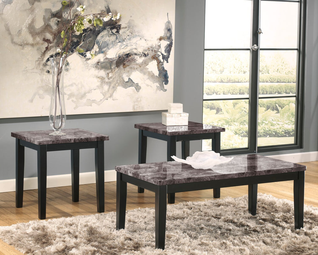 Maysville 48" Modern 3-Pack Coffee + 2 End Tables - Faux Marble Top Wood Legs|Ensemble 3 tables modernes Maysville de 48 po (table à café et 2 tables de bout) - dessus en imitation de marbre avec pattes en bois