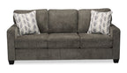 Made in Canada Lennox 83" Chenille Fabric Sofa with Reversible Cushions and Accent Pillows - Grey | Sofa Lennox de 83 po fabriqué au Canada en tissu de chenille avec coussins réversibles et coussins décoratifs - gris