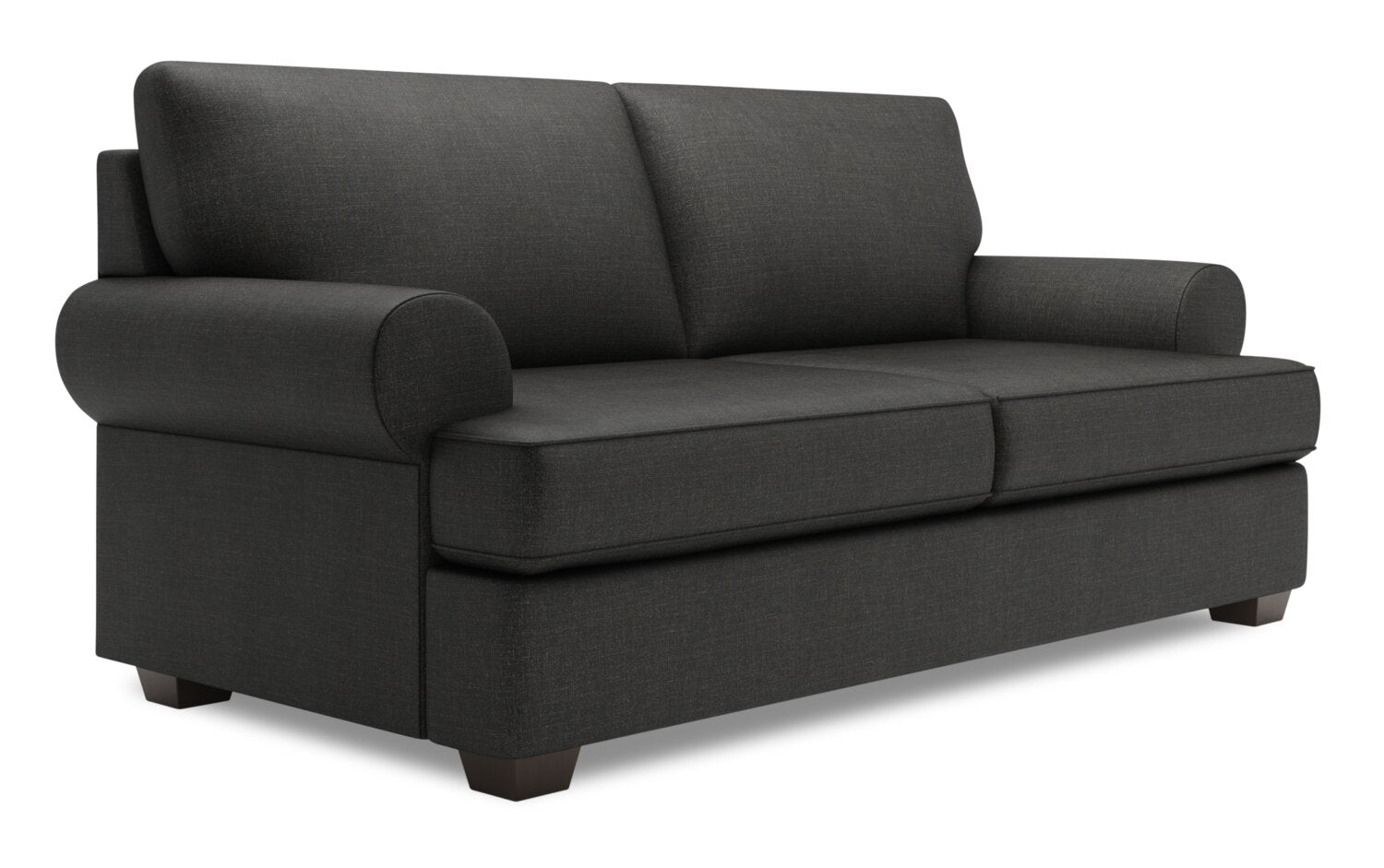 Made in Canada Customizable Sofa Lab Roll 76" Linen-Look Fabric Condo Size Sofa with Rolled Arms - Luna Kohl Grey | Sofa Roll de Sofa Lab de 76 po de format condo fabriqué au Canada en tissu d’apparence lin - gris Luna Kohl | RO092691