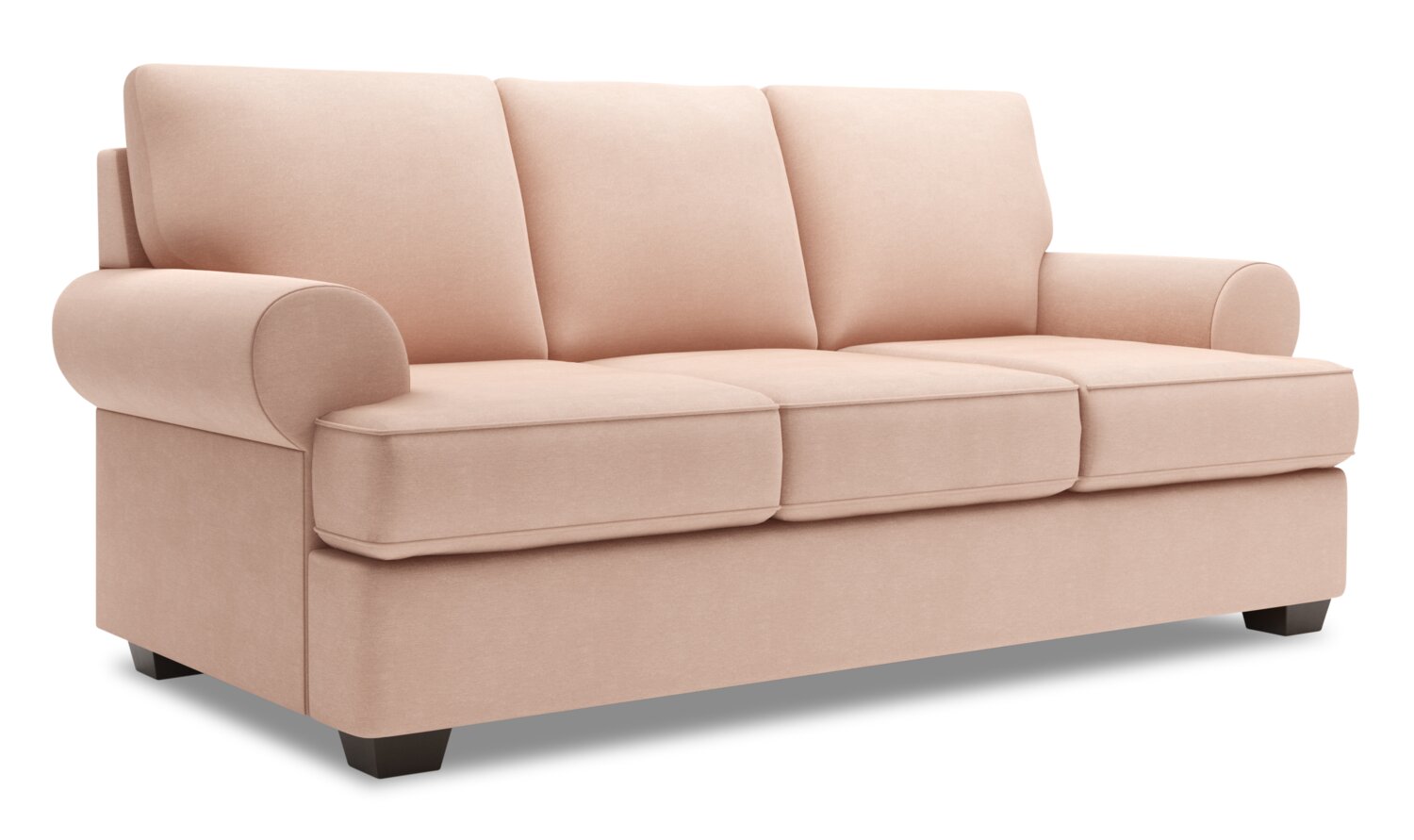 Made in Canada Customizable Sofa Lab Roll 86" Linen-Look Fabric Sofa with Rolled Arms - Pax Rose Pink | Sofa Roll de Sofa Lab de 86 po fabriqué au Canada en tissu d’apparence lin avec accoudoirs enroulés - rose Pax Rose | RO103249
