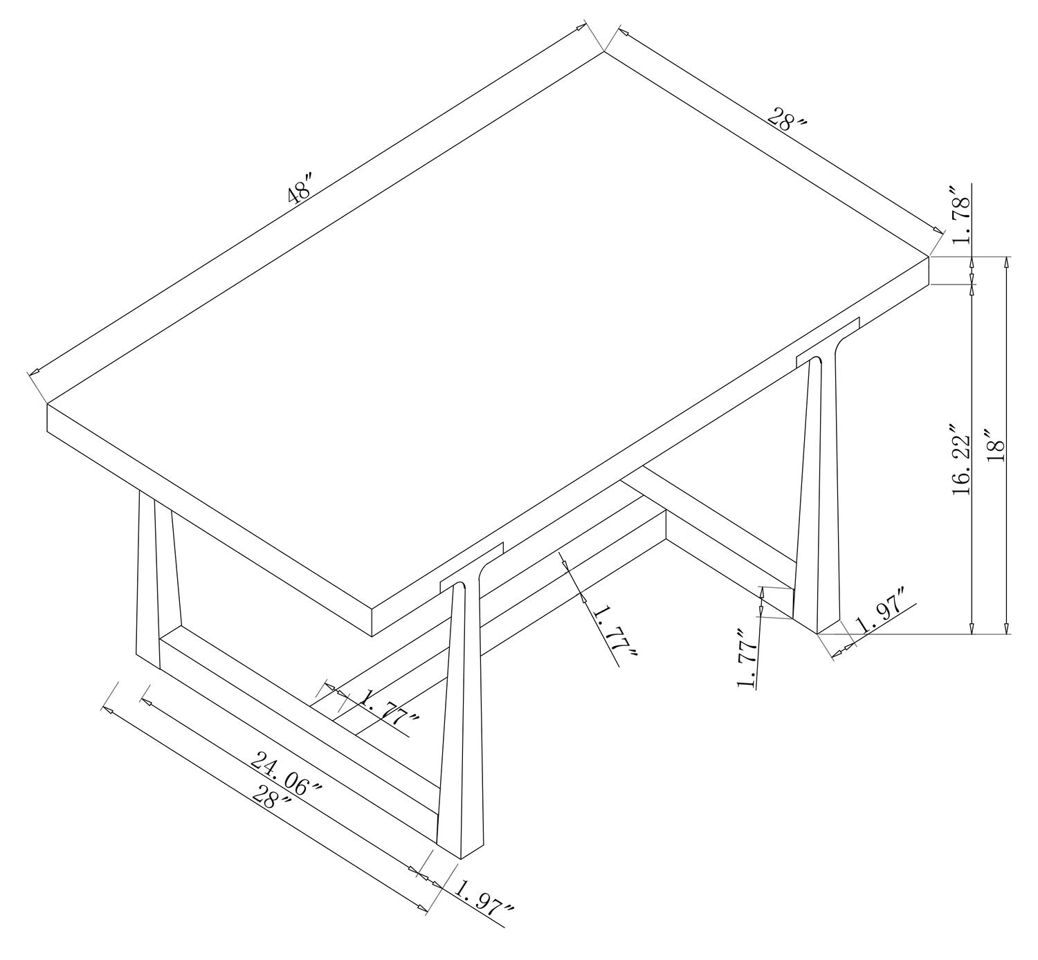 Alton 48" Modern Coffee Table - Light Oak with Grey Metal Legs | Table à café Alton moderne de 48 po - chêne clair avec pattes en métal gris