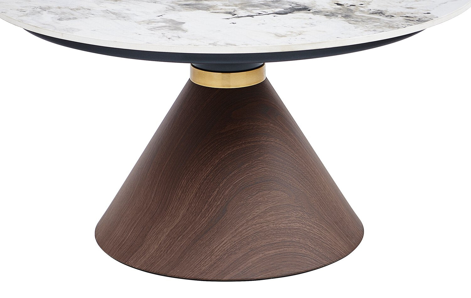 Alwin 31.5” Modern Round Coffee Table with White Sintered Stone Top - Brown | Table à café ronde moderne Alwin de 31,5 po avec dessus en pierre frittée blanche - brune