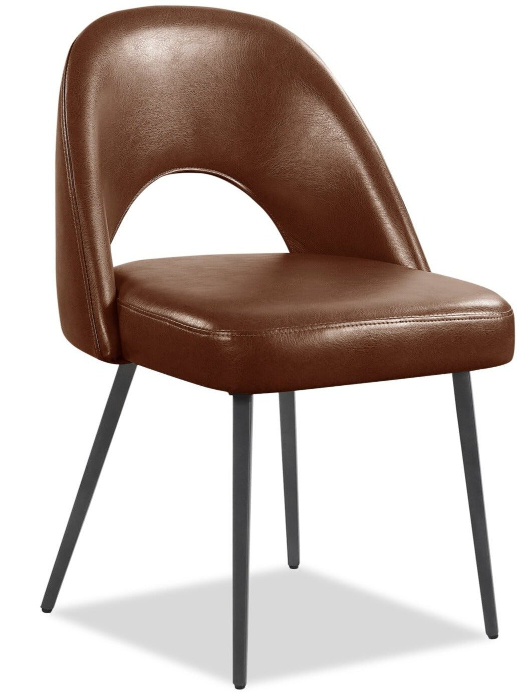Elijah Dining Chair with Vegan Leather Fabric, Metal - Brown | Chaise de salle à manger Elijah en tissu de cuir végétalien et en métal - brune