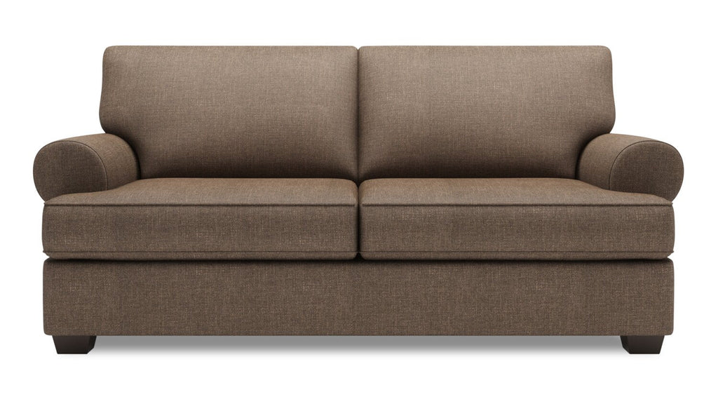 Made in Canada Customizable Sofa Lab Roll 76" Linen-Look Fabric Condo Size Sofa with Rolled Arms - Luna Praline Brown | Sofa Roll de Sofa Lab de 76 po de format condo fabriqué au Canada en tissu d’apparence lin - brun Luna Praline | RO092591