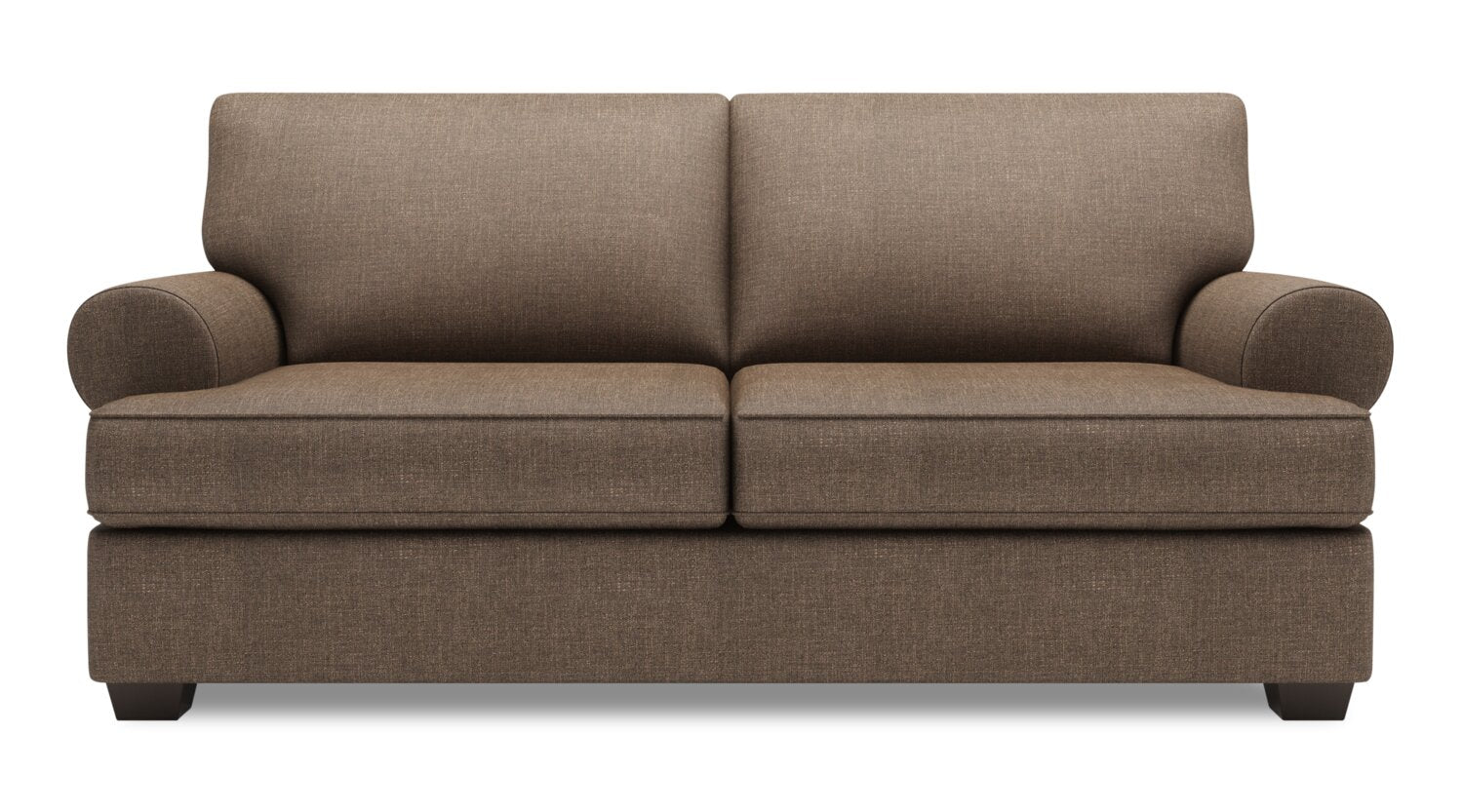 Made in Canada Customizable Sofa Lab Roll 76" Linen-Look Fabric Condo Size Sofa with Rolled Arms - Luna Praline Brown | Sofa Roll de Sofa Lab de 76 po de format condo fabriqué au Canada en tissu d’apparence lin - brun Luna Praline | RO092591