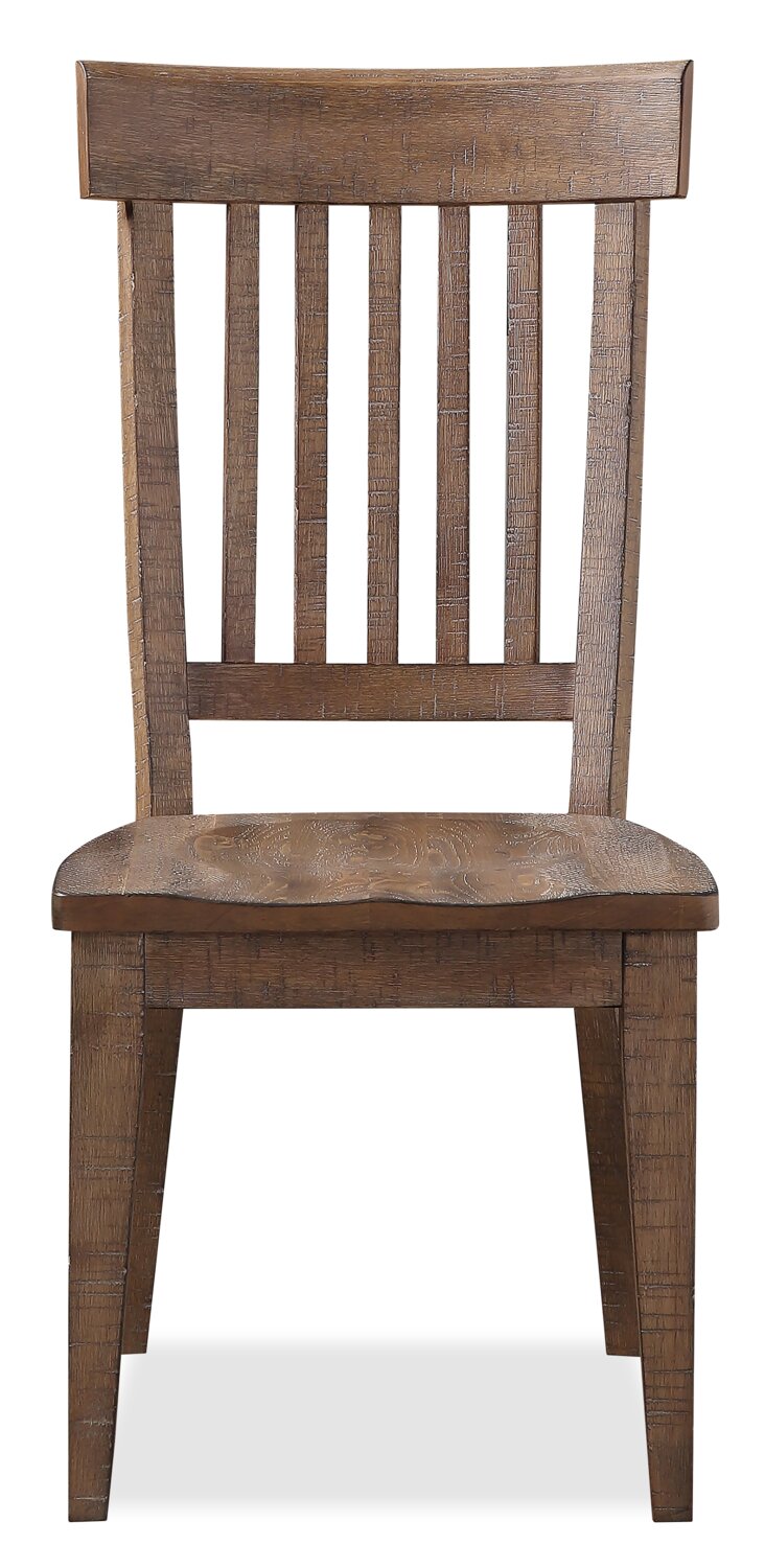 Cedar Dining Chair, Pine Wood, Slat Back - Brown | Chaise de salle à manger Cedar en pin avec dossier à lattes - brune
