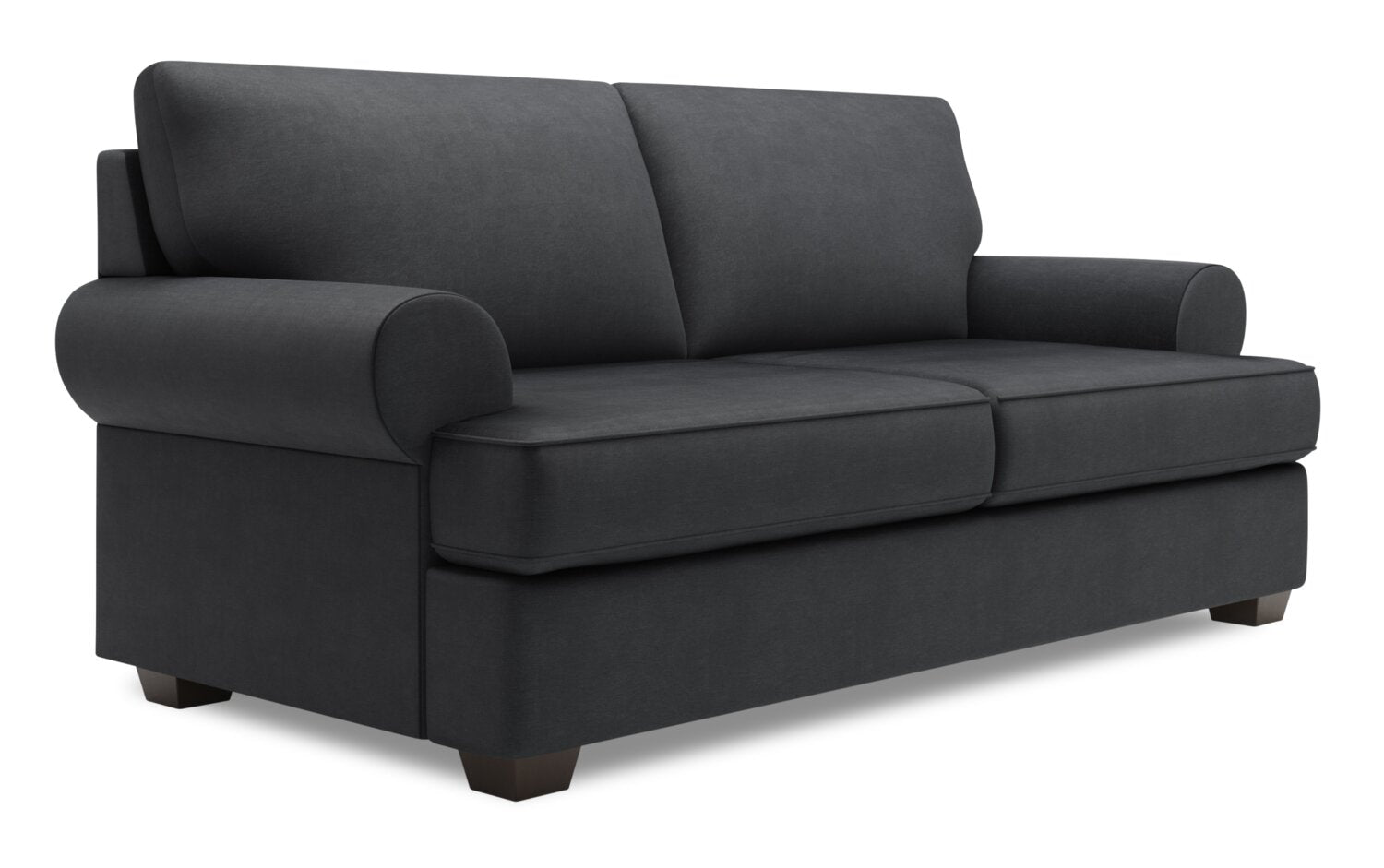 Made in Canada Customizable Sofa Lab Roll 76" Linen-Look Fabric Condo Size Sofa with Rolled Arms - Pax Pepper Grey | Sofa Roll de Sofa Lab de 76 po de format condo fabriqué au Canada en tissu d’apparence lin - gris Pax Pepper | RO092949