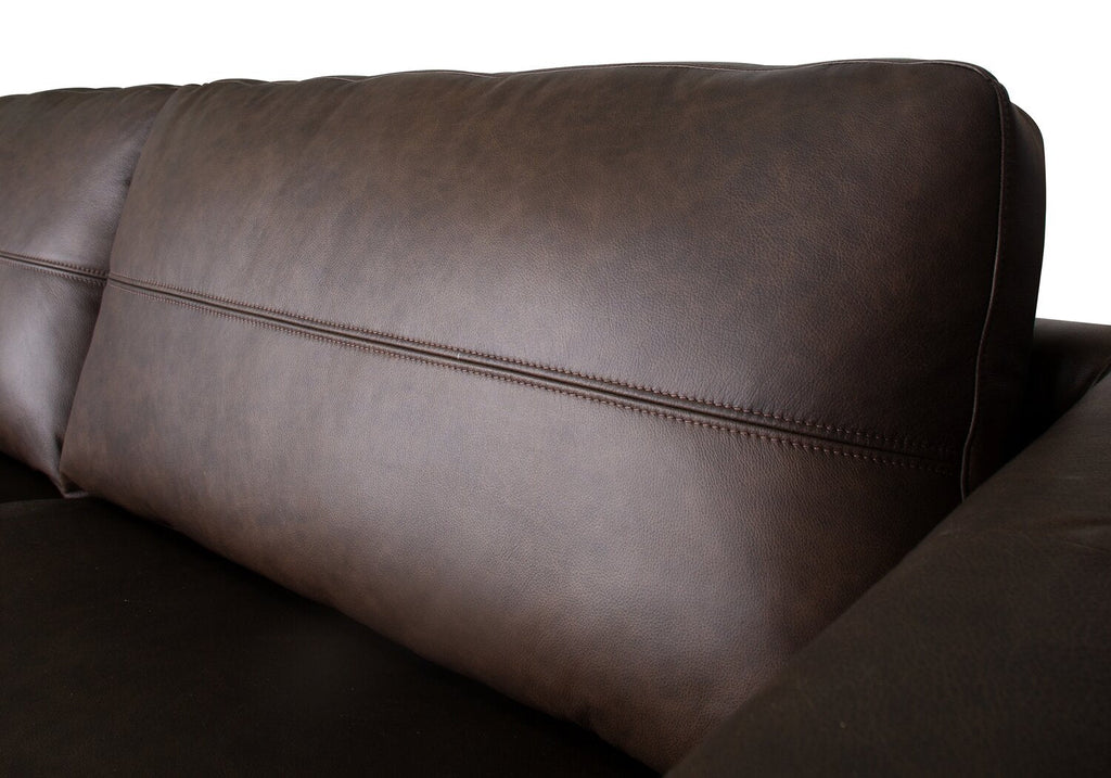 Melrose 84.5" Top-Grain Genuine Leather Sofa with Metal Legs - Dark Brown | Sofa Melrose de 84,5 po en cuir véritable de qualité supérieure avec pattes en métal - brun foncé