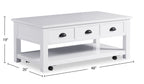 Centennial 48" Modern Lift Top Coffee Table with Storage, Shelf & Casters - White | Table à café moderne Centennial de 48 po avec dessus relevable, rangement, tablette et roulettes - blanche