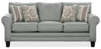 Made in Canada Tula 88" Fabric Sofa with Rolled Arms and Accent Pillows - Mist Grey  | Sofa Tula de 88 po fabriqué au Canada en tissu avec accoudoirs enroulés et coussins décoratifs - gris brume