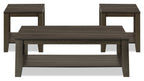 Lincoln 42" Traditional 3-Pack Coffee + 2 End Tables with Shelf - Black Brown |Ensemble 3 tables traditionnelles Lincoln de 42 po (table à café et 2 tables de bout) avec tablette - brun-noir
