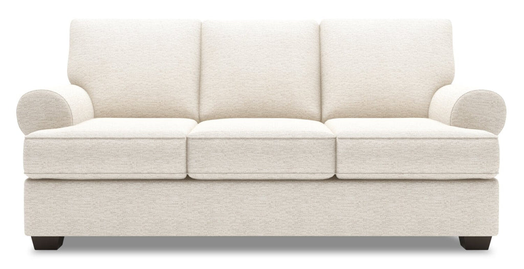 Made in Canada Customizable Sofa Lab Roll 86" Chenille Fabric Sofa with Rolled Arms - Luxury Sand Beige | Sofa Roll de Sofa Lab de 86 po fabriqué au Canada en tissu de chenille avec accoudoirs enroulés - beige Luxury Sand | RO103093