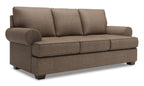 Made in Canada Customizable Sofa Lab Roll 86" Linen-Look Fabric Sofa with Rolled Arms - Luna Praline Brown | Sofa Roll de Sofa Lab de 86 po fabriqué au Canada en tissu d’apparence lin avec accoudoirs enroulés - brun Luna Praline | RO102591
