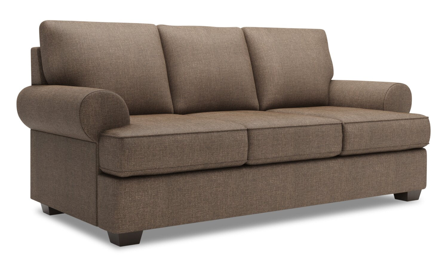 Made in Canada Customizable Sofa Lab Roll 86" Linen-Look Fabric Sofa with Rolled Arms - Luna Praline Brown | Sofa Roll de Sofa Lab de 86 po fabriqué au Canada en tissu d’apparence lin avec accoudoirs enroulés - brun Luna Praline | RO102591
