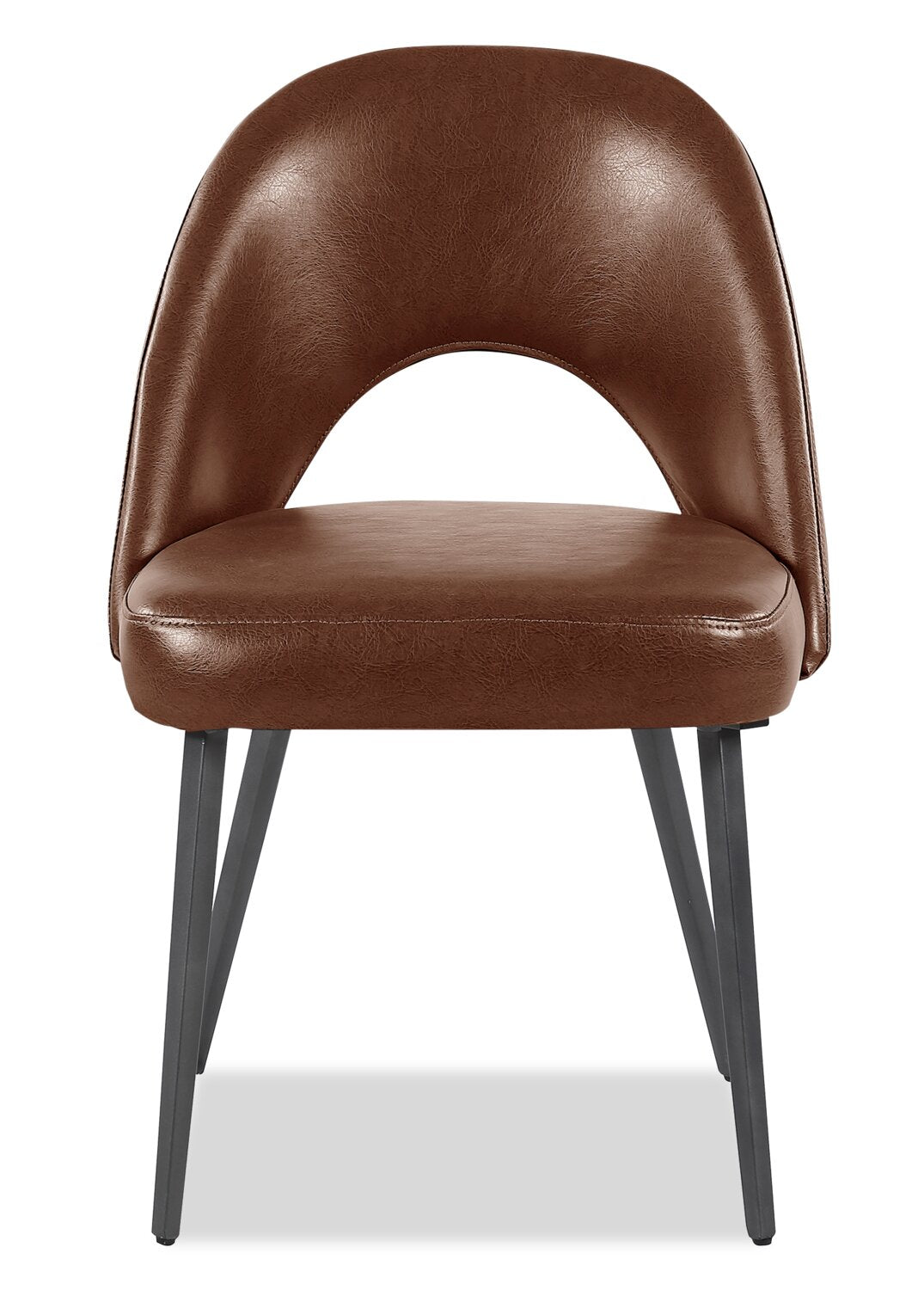 Elijah Dining Chair with Vegan Leather Fabric, Metal - Brown | Chaise de salle à manger Elijah en tissu de cuir végétalien et en métal - brune