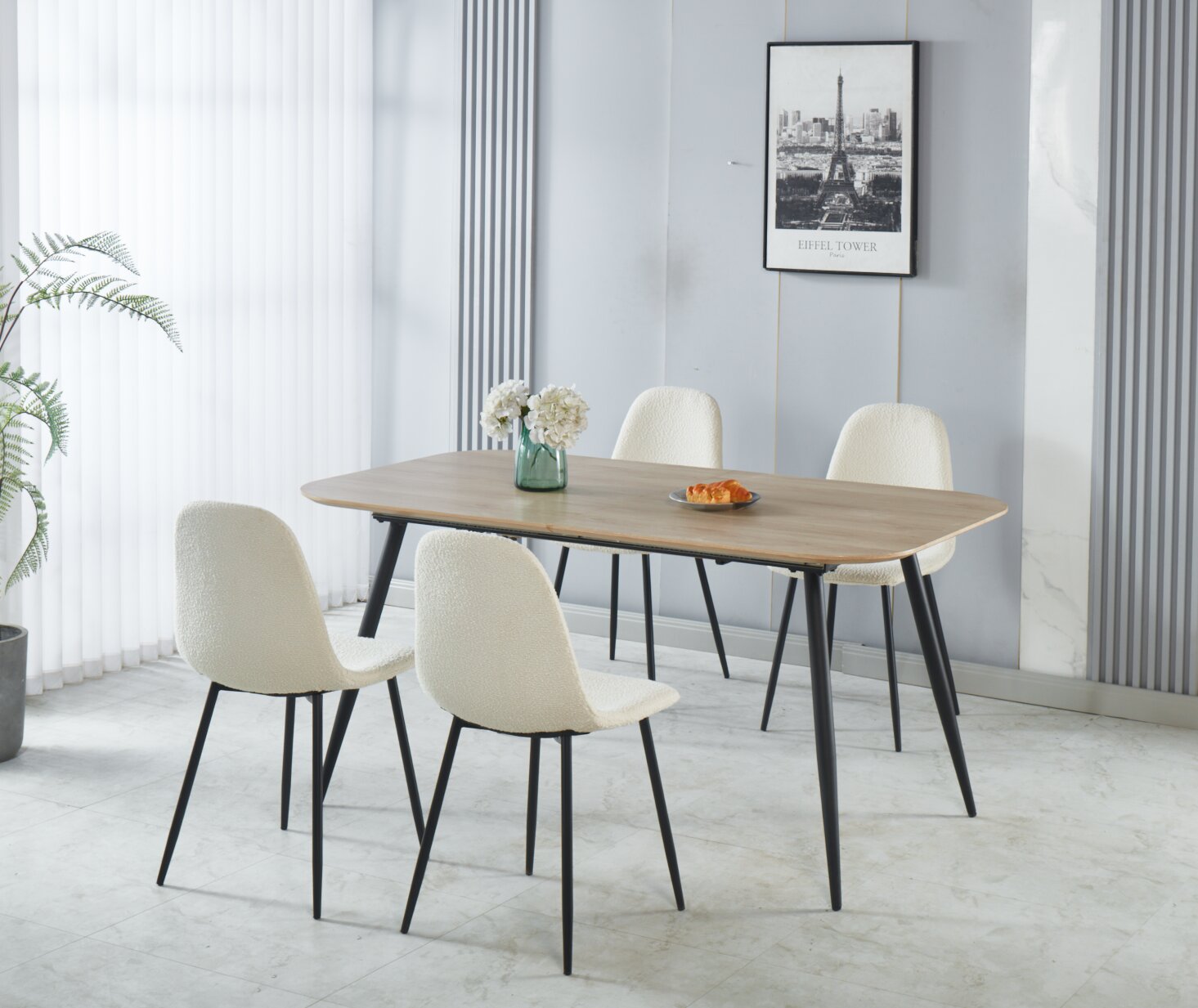 Joss Dining Chair with Polyester Fabric, Metal - White | Chaise de salle à manger Joss en tissu de polyester et en métal - blanche