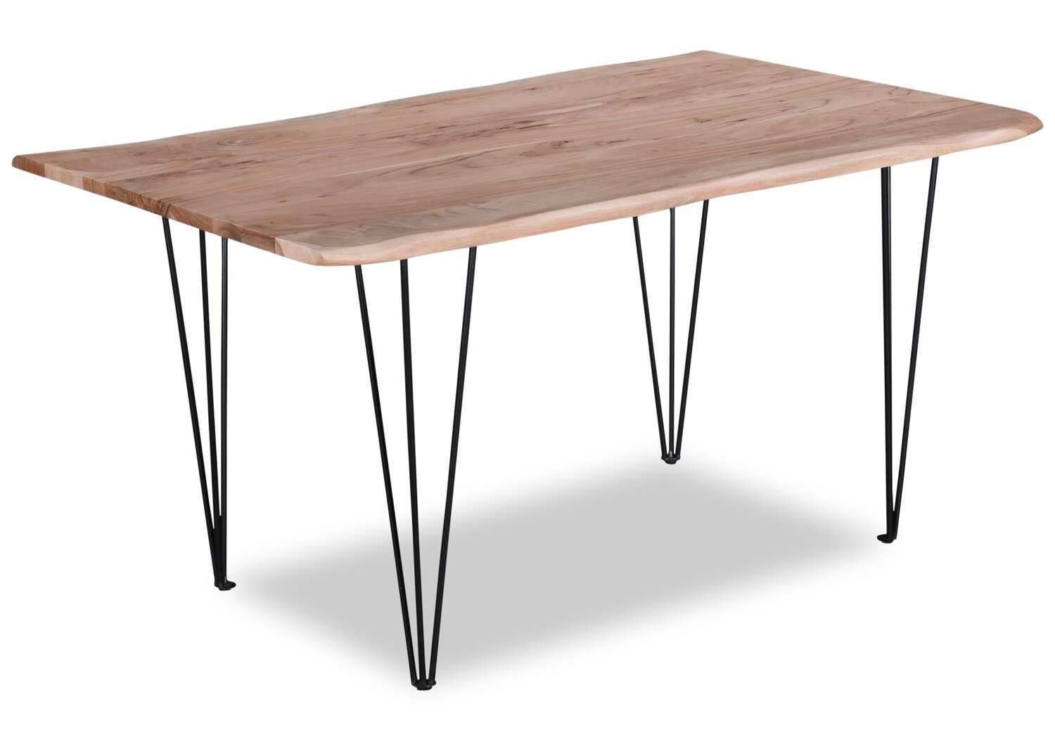 Miya Dining Table with Live Edge, Acacia Wood, Metal, 60"W - Natural | Table de salle à manger Miya de 60 po (L) en acacia et métal avec bordures Live Edge - naturelle
