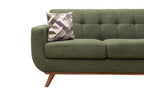 Kort & Co. Freeman 88" Linen-Look Fabric Sofa with Wood Base and Tufted Back Cushions - Avocado Green | Sofa Freeman Kort & Co. de 88 po en tissu d’apparence lin avec pattes en bois et coussins de dossier capitonnés - vert avocat