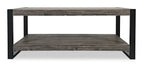 Apex 48" Modern Coffee Table with Shelf - Grey with Black Metal Legs|Table à café moderne Apex 48 po avec tablette - grise avec pattes en métal noir