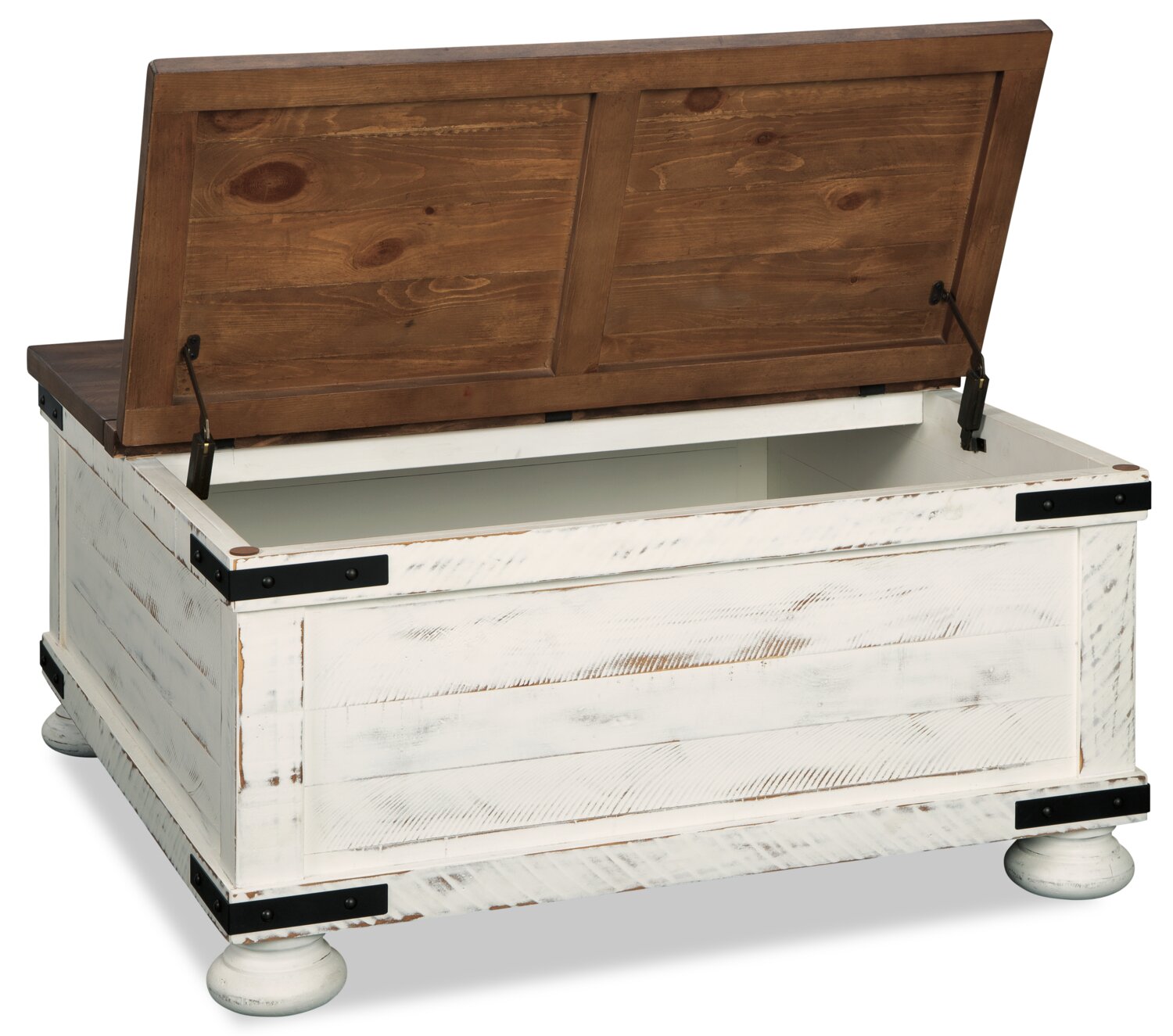 Benjy 36" Rustic Coffee Table Trunk with Storage - Two Tone Wood|Table à café coffre rustique Benjy de 36 po avec rangement - bois deux teintes