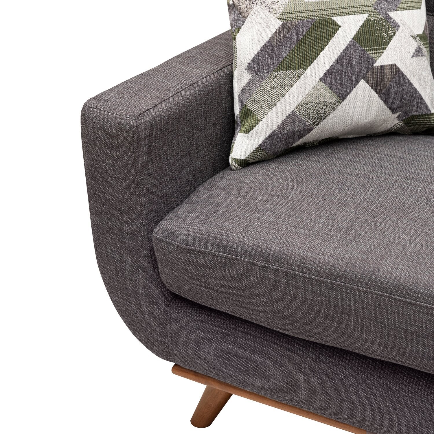 Kort & Co. Freeman 80” Linen-Look Fabric Condo Size Sofa with Wood Legs - Charcoal Grey | Sofa Freeman de Kort & Co. de 80 po de format condo en tissu d’apparence lin avec base et pattes en bois - gris anthracite
