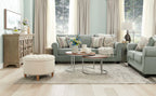 Made in Canada Tula 88" Fabric Sofa with Rolled Arms and Accent Pillows - Mist Grey  | Sofa Tula de 88 po fabriqué au Canada en tissu avec accoudoirs enroulés et coussins décoratifs - gris brume