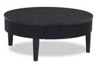 Sanford 42” Contemporary Round Solid Wood Coffee Table with Storage - Black | Table à café ronde contemporaine Sanford de 42 po en bois massif avec rangement - noire