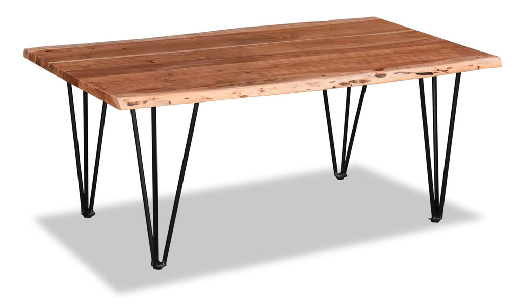 Kaleb 45" Rustic Coffee Table - Brown and Black with Metal Legs|Table à café rustique Kaleb de 45 po - brune et noire avec pattes en métal