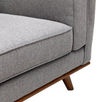 Kort & Co. Kassia 80" Linen-Look Fabric Condo Size Sofa with Wood Base and Legs - Grey | Sofa Kassia de Kort & Co. de 80 po de format condo en tissu d’apparence lin avec base et pattes en bois - gris
