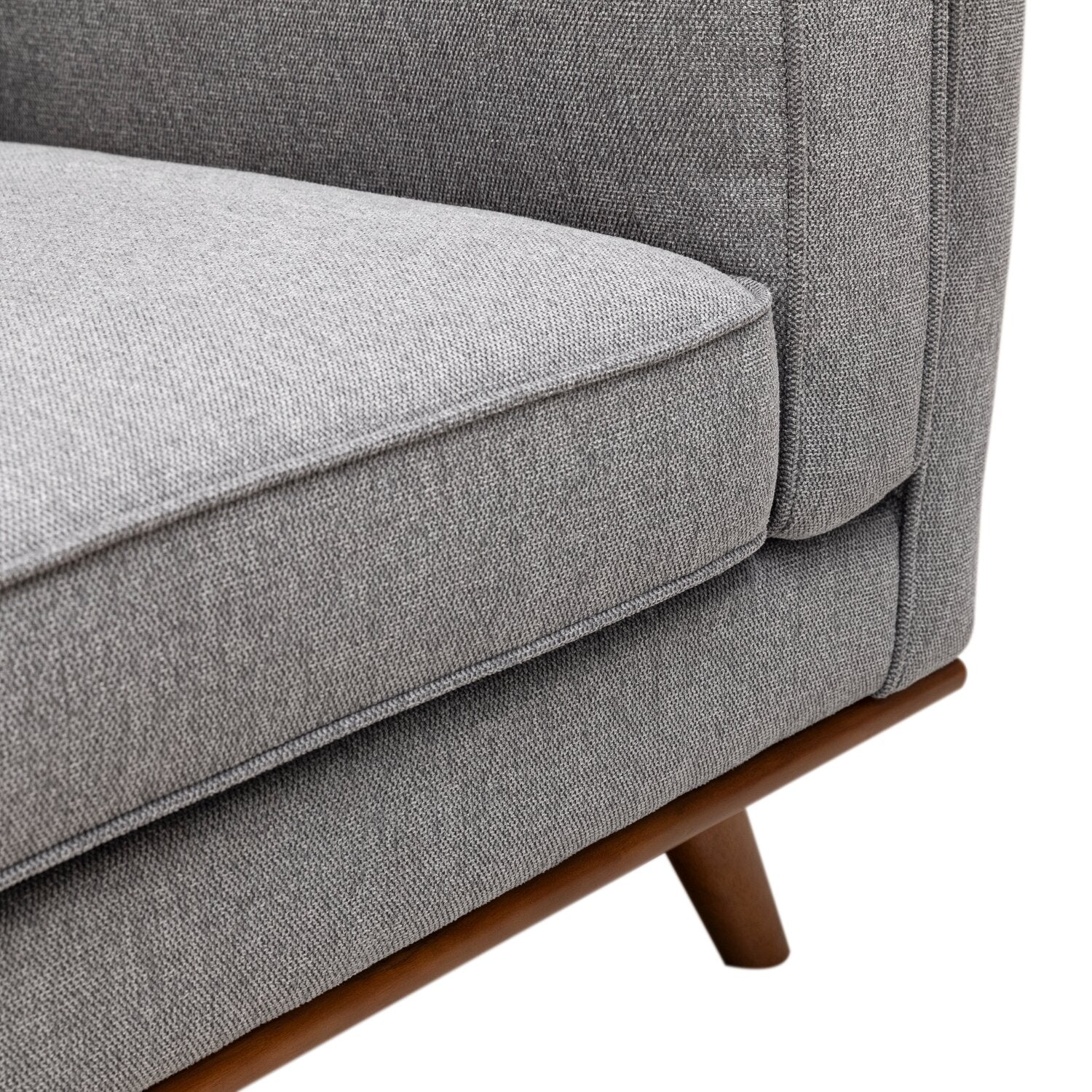 Kort & Co. Kassia 80" Linen-Look Fabric Condo Size Sofa with Wood Base and Legs - Grey | Sofa Kassia de Kort & Co. de 80 po de format condo en tissu d’apparence lin avec base et pattes en bois - gris