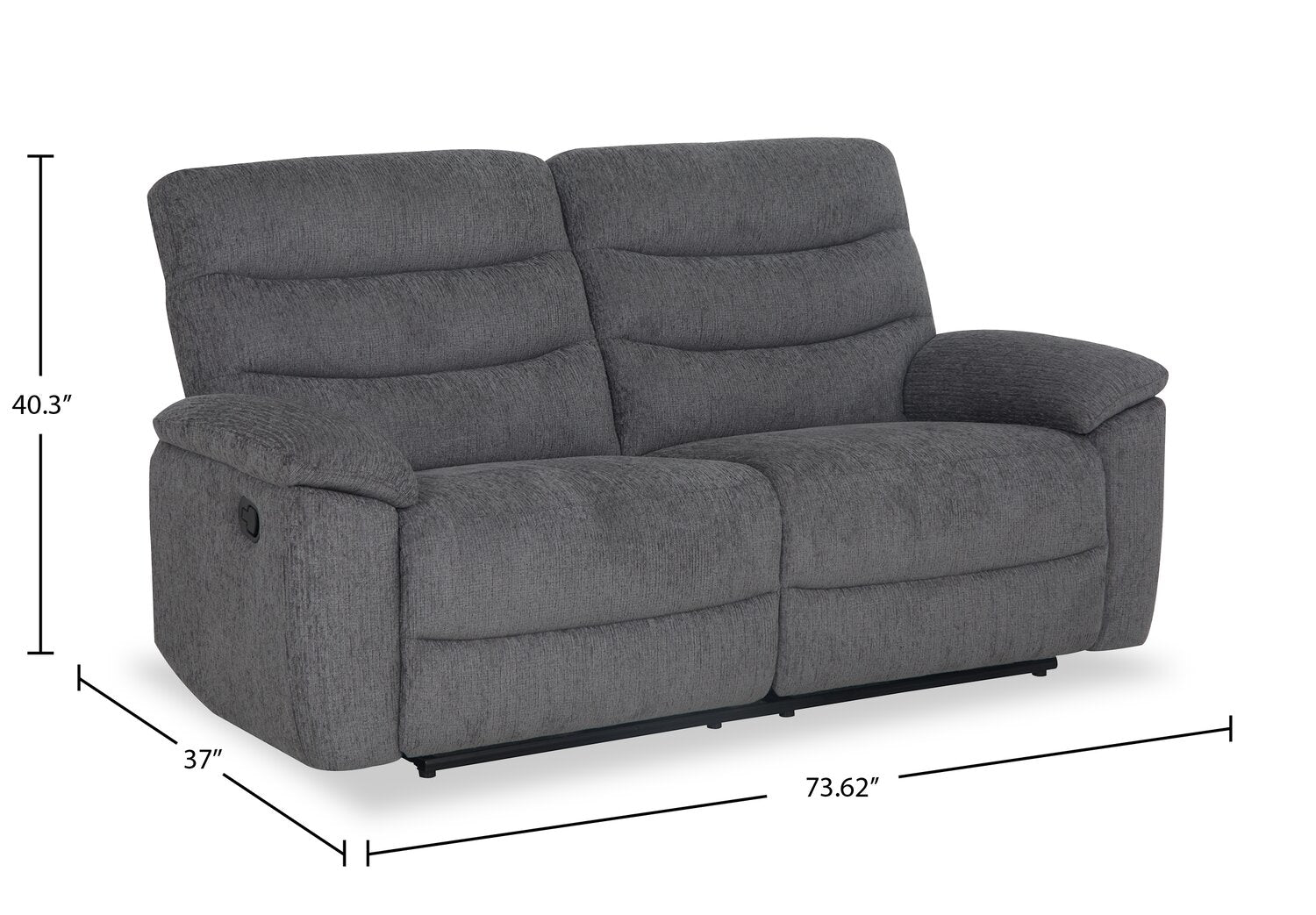 Brody 73.62" Chenille Fabric Reclining Sofa - Dark Grey | Sofa inclinable Brody de 73,62 po en tissu de chenille - gris foncé