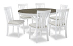 Brook Dining Table with 42-54"W Extension, Round - White/Brown | Table de salle à manger ronde Brook de 42 po à 54 po (L) avec rallonge - blanche et brune