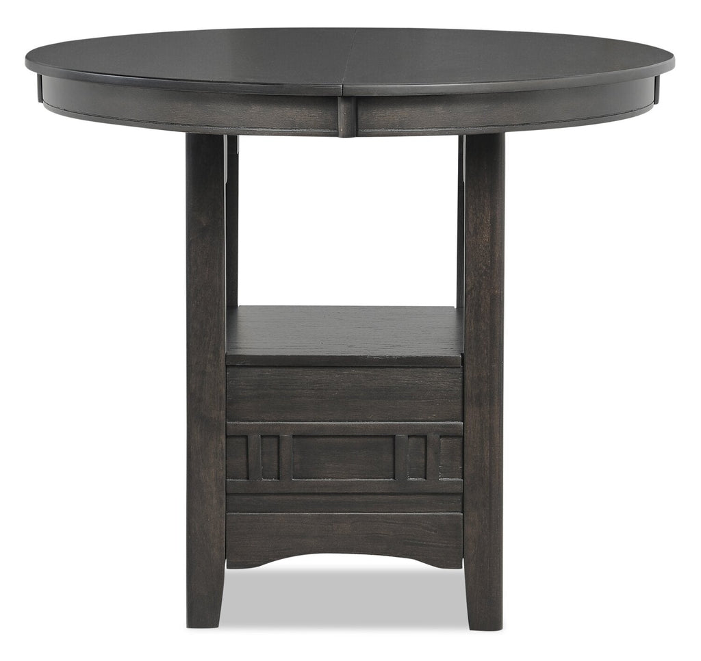 Dena Counter-Height Dining Table with 42-60"W Extension, Round  - Grey | Table de salle à manger ronde Dena de 42 po à 60 po (L) de hauteur comptoir et avec rallonge - grise