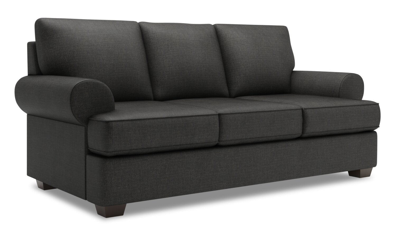 Made in Canada Customizable Sofa Lab Roll 86" Linen-Look Fabric Sofa with Rolled Arms - Luna Kohl Grey | Sofa Roll de Sofa Lab de 86 po fabriqué au Canada en tissu d’apparence lin avec accoudoirs enroulés - gris Luna Kohl | RO102691