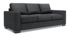 Made in Canada Customizable Sofa Lab Track 85" Linen-Look Fabric Sofa with Track Arms - Pax Pepper Grey | Sofa Track de Sofa Lab de 85 po fabriqué au Canada en tissu d’apparence lin avec accoudoirs rectilignes - gris Pax Pepper | TR102949