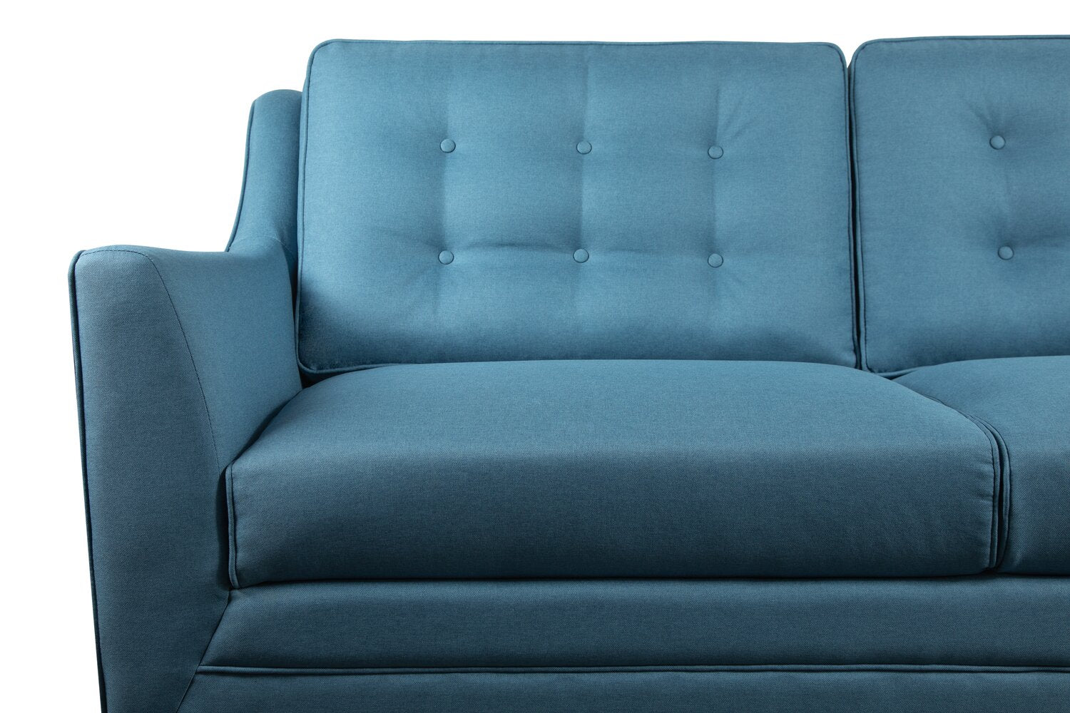 Novalee 75.5" Linen-Look Sofa with Flared Arms and Button Tufting - Blue | Sofa Novalee de 75,5 po en tissu d’apparence lin avec accoudoirs évasés et capitonnage à boutons - bleu