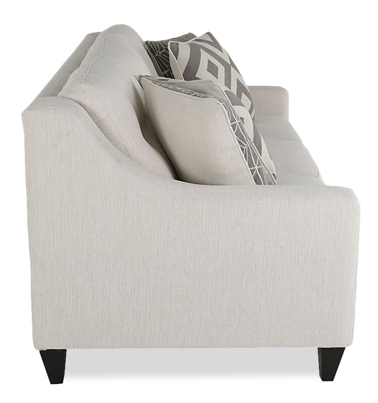 Made in Canada Cindy Crawford Home Kylie 78" Linen-Look Sofa with Wood Legs - Zeus Pearl | Sofa Kylie de Cindy Crawford Home de 78 po fabriqué au Canada en tissu d’apparence lin avec pattes en bois - perle Zeus