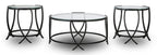 Tarrin 36.13" Modern Round 3-Pack Coffee + 2 End Tables - Glass Top with Metal Legs|Ensemble 3 tables rondes modernes Tarrin de 36,13 po (table à café et 2 tables de bout) - dessus en verre avec pattes en métal