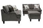Made in Canada Nofia 80" Chenille Fabric Sofa with Two Accent Pillows and Wood Legs - Charcoal Grey | Sofa Nofia de 80 po fabriqué au Canada en tissu de chenille avec 2 coussins décoratifs et pattes en bois - gris anthracite